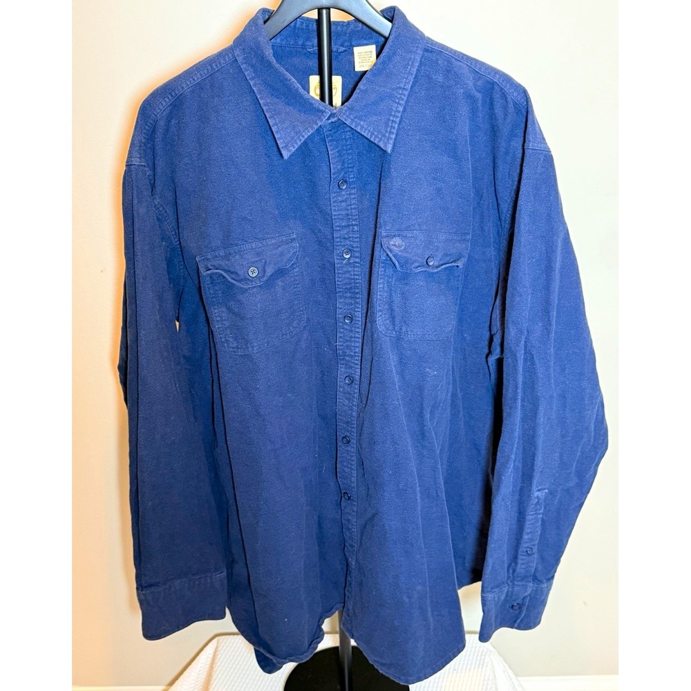 Timberland Blue Cotton Flannel Button-Front Shirt w/ Pockets Men’s 3XL